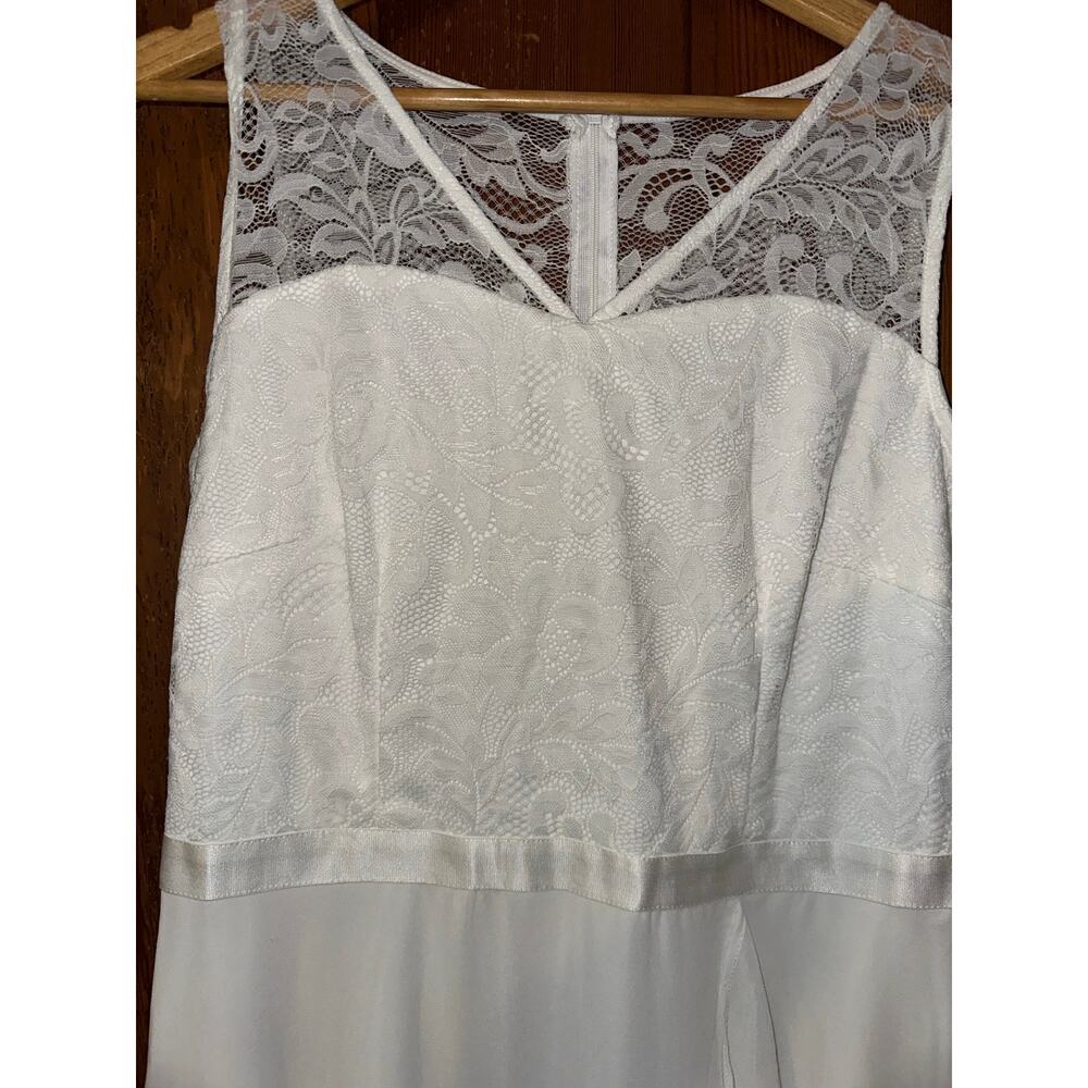 Women’s Floral Lace Dress Elegant V Neck Ruffle zip back White XL Beach wedding - Picture 11 of 14
